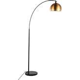 March Floor Lamp in Black Marble, Black Metal & Antique Brass Metal Shade